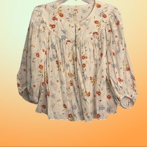 NWOT a.n.a Beautiful Floral Peasant Style Blouse